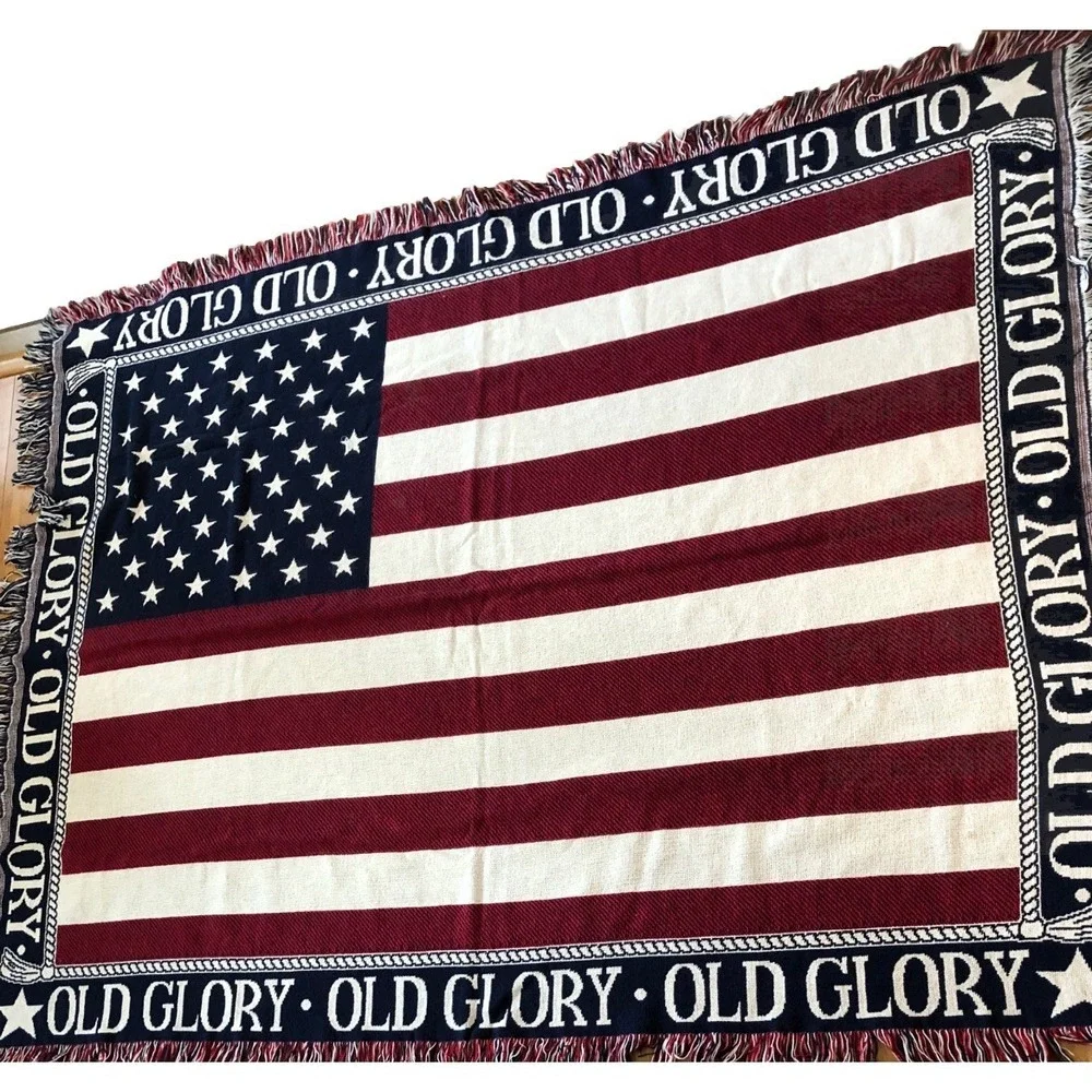 Old Glory American Flag Throw Blanket Tapestry Patriot Afghan 69
